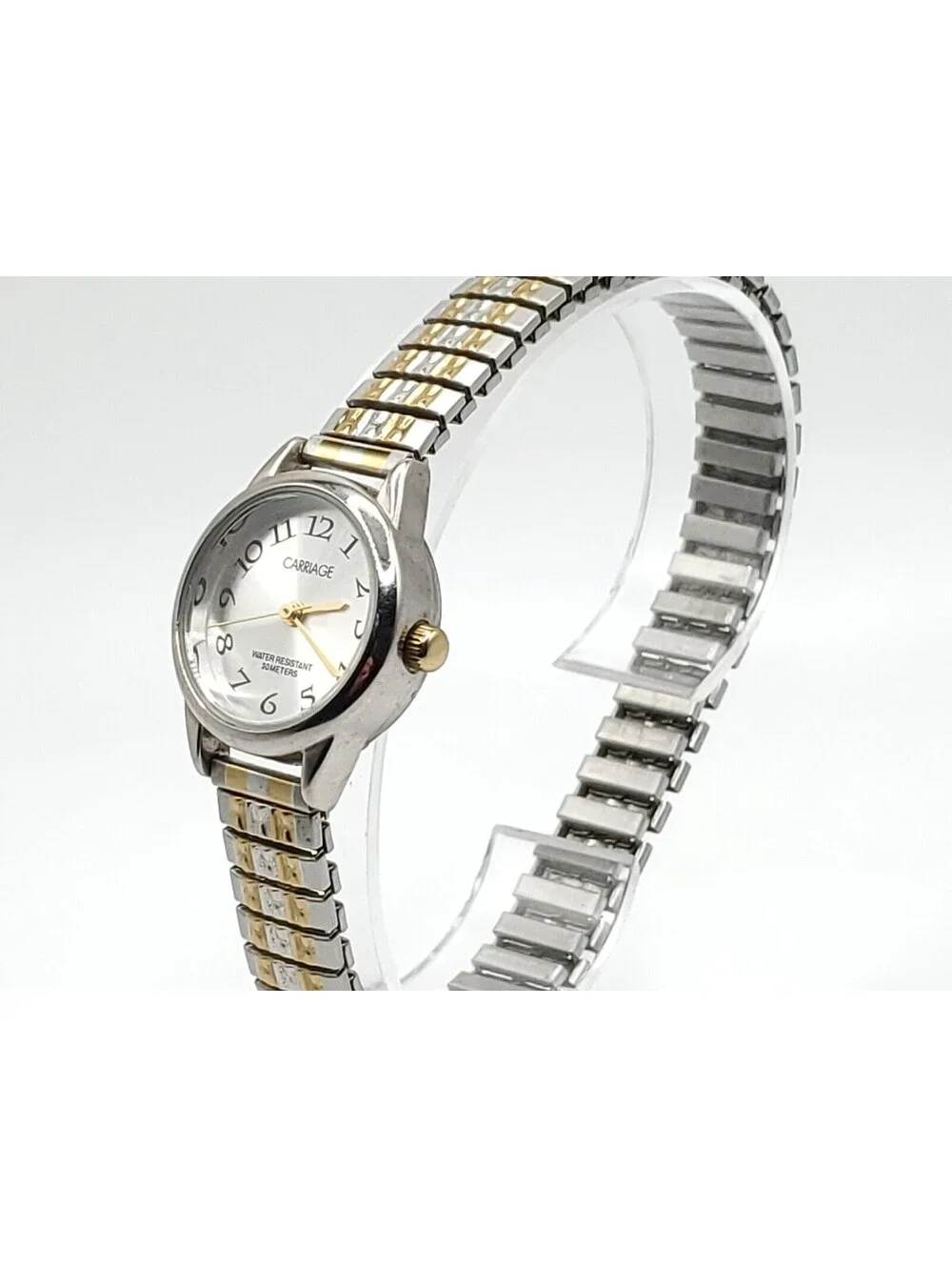 Carriage By Timex Quartz Womens Watch New Battery Two-Tone Expandable Band 22mm